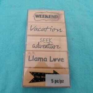 $4 New 5 piece Rubber Wood Stamp Set Weekend Vacation Adventure +